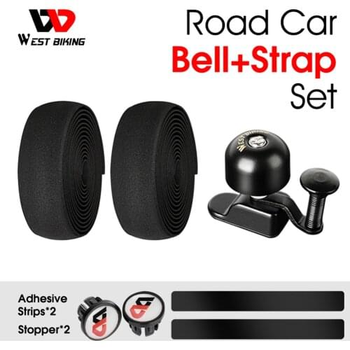 Bike Handlebar Tape Road Bicycle Anti-slip EVA Shock Absorption Handle Bar Tape Cycling Wrap End Plug with Bike Bell Ring
