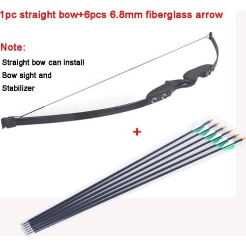 Straight Bow Split 40 Pounds Entry Right Hand Bow With 6pcs 6.8mm Fiberglass Arrows Can install Bow Sight