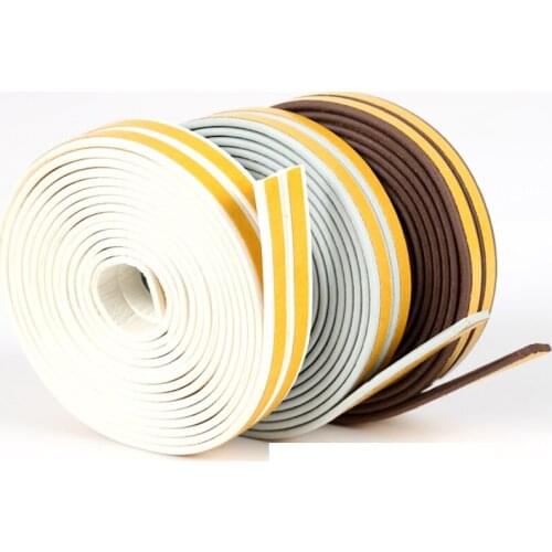 EPDM Self-adhesive Gasket Cupboard Wardrobe Sliding Sash Door Window Seal Strip 9mm x 2mm 5m Dark Gray Brown White