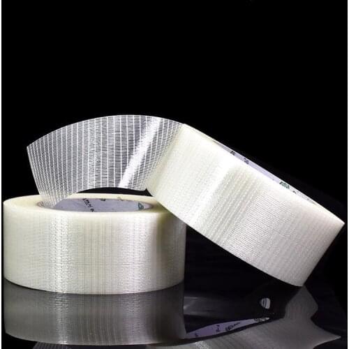 1pcs 10-50mm width *25M Grid Glass Fiber Tape Transparent Mesh Fiber Tape Width Mm Strong Single-sided Tape