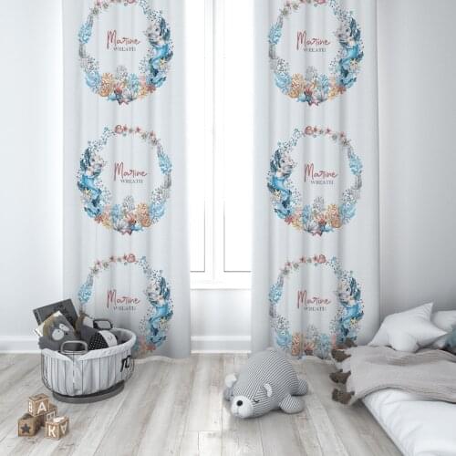 Curtains Children 3D Printed Decorative Items Home Childrens Room White Marine Wreath Model 267