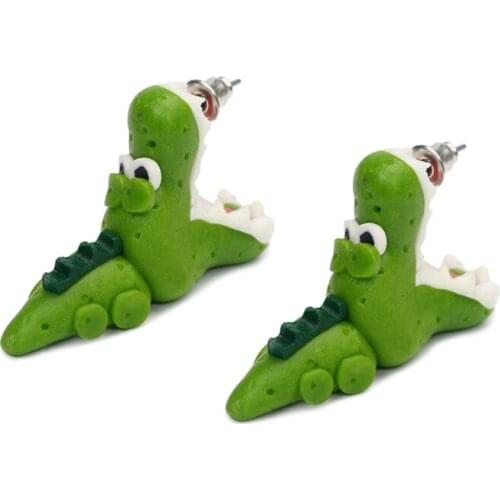 Cute Biting Earrings 3D Piranha Biting Earrings Cute Cartoon Animal Earrings Soft Pottery Earrings Simple Earrings