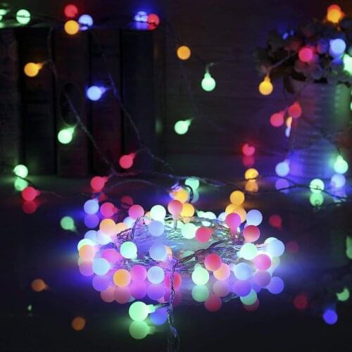 Battery Power LED Round Ball String Lights Fairy Waterproof Outdoor Lamp Holiday Wedding Garden Party Light Christmas Decoration