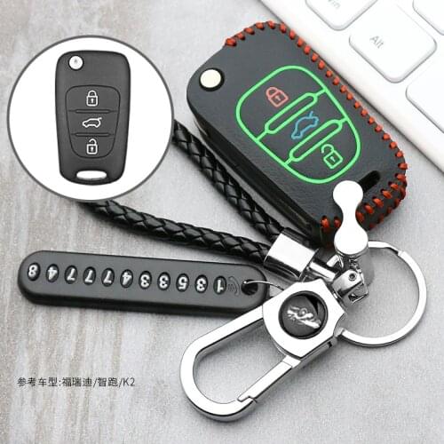 Luminous leather Car Key Cover Case For Kia RIO K2 K5 Sportage Sorento For Hyundai i20 i30 i35 iX20 iX35 Solaris Verna
