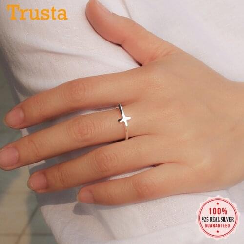 Trusta Women 925 Sterling Silver Fashion Jewelry Cute Cross Cocktail Ring Sizable 6 7 8 Girls Kids Xmas Gift DS146 Drop Shipping