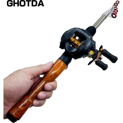 Fishing Rods and Reels Carbon Rod Baitcasting Reel Travel Fishing Rod 1.3m/1.6m/1.8m Fishing Set