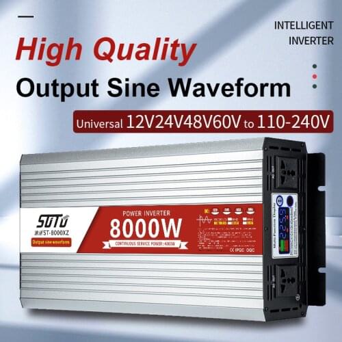 DC 12V24V48V60V to 110V120V220V240V Universal Inverter With LCD Screen Inverter 6000W/8000W Pure Sine Waveform Power Converter