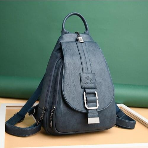 2020 Women Leather Backpacks Vintage Female Shoulder Bag Sac a Dos Travel Ladies Bagpack Mochilas School Bags For Girls Preppy