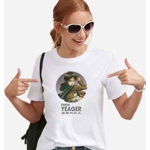 2021 Japanese Anime Lvei Ackerman & Eren Yeager Graphic Printed Tops Attack on Titan Anime T Shirt Summer Cotton Casual Tee