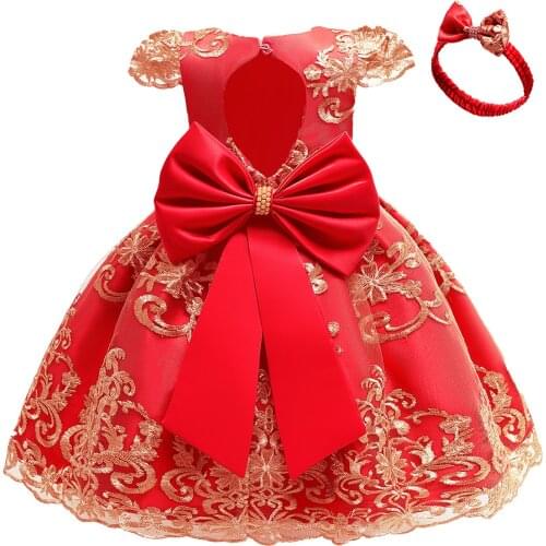 2021 Lovely Toddler Girls Princess Dress Cute Short Sleeve Floral Embroidery Party Dress with Headband