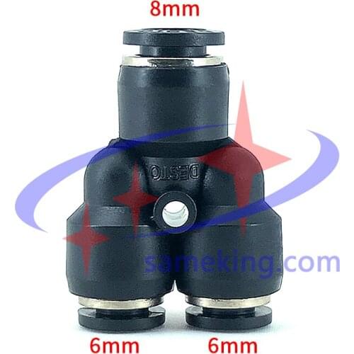 5pcs Y shape 6mm 8mm Pneumatic Quick air Push In Connector Quick Connection Fitting for air tube connection for 3 machines