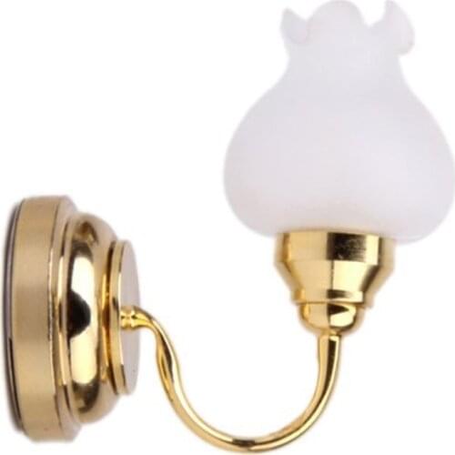 1:12 Scale Golden Tulip Shaped Wireless Led Wall Lamp Warm Lighting Easy Installation