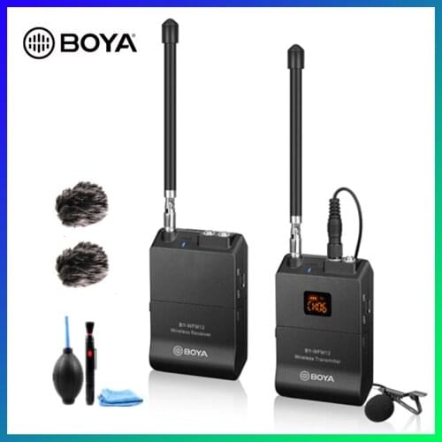 BOYA BY-WFM12 VHF Wireless Microphone System Lapel Lavalier Mic for iPhone 8 7 plus Smartphone DSLR Camera Video Live Recording