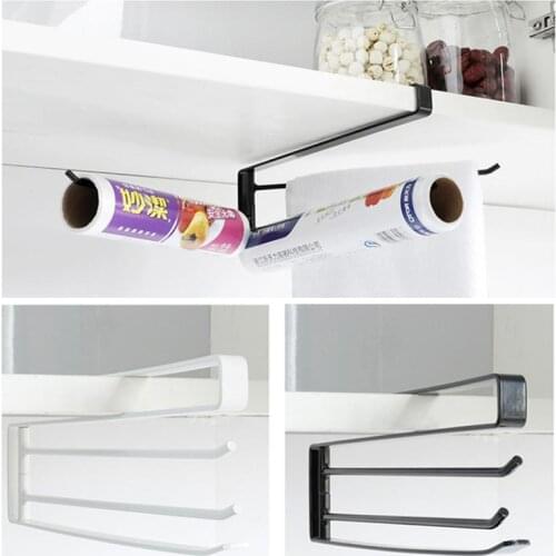 Cup Paper Holders Kitchen Cabinet Bottom Wardrobe Hanger Storage Dual Roating Rack Hooks Home Storage Tissue Towel Shelf Home