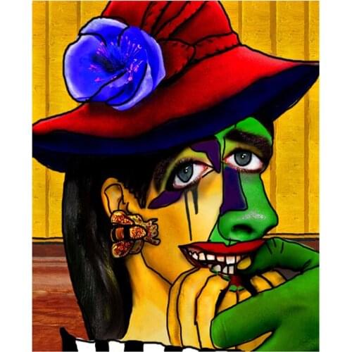 DIY Full Round/Square Diamond Painting Cartoons Hat Woman 3D Embroidery Cross Stitch Rhinestone Mosaic Home Decor Art Y1090