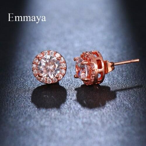Emmaya Dazzling CIrcular Shape WIth Cubic Zircon Elegant Earring For Female Fashion Jewelry Two Color Anniversary Gift