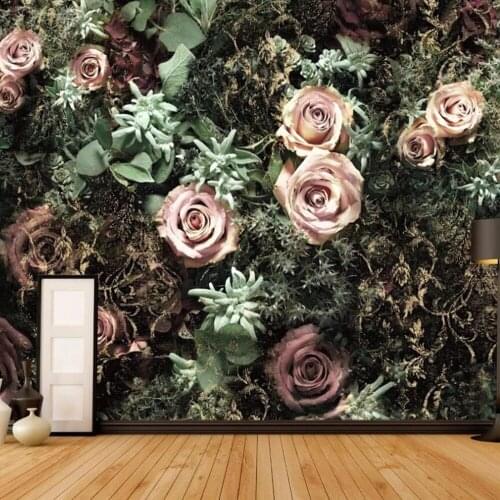 Custom murals 3D hand-painted retro flowers floral living room sofa background decoration Self Adhesive wallpapers Waterproof