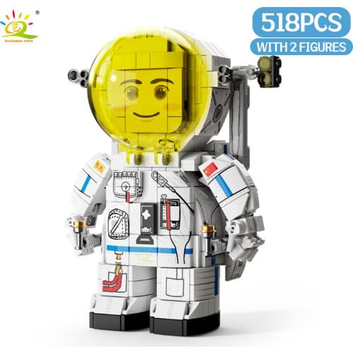 HUIQIBAO 518Pcs Space Lunar Mars Astronaut Spaceman Figures Model Building Blocks Boys DIY Bricks City Constructor Toys Children