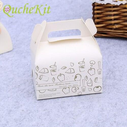 10pcs White Cardboard Cake Box DIY Handmade Mousse Cupcake Mooncake Packaging Gift Boxes Bag Wedding Christmas Party Decoration