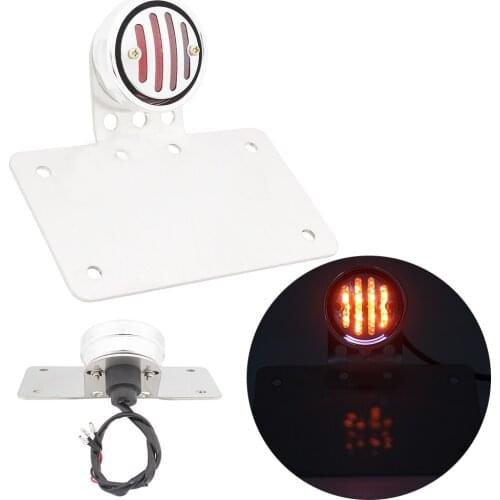 Motorcycle 12V W/License Plate Frame Holder License Retro LED Tail Brake Light For Harley Sportster Honda Chopper