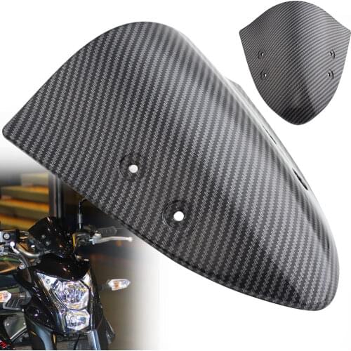 Motorcycle Front Windshield Deflector Carbon Fiber Windscreen Flyscreen Wind Shutter Front Glass For Kawasaki ER-6N ER6N 12-14