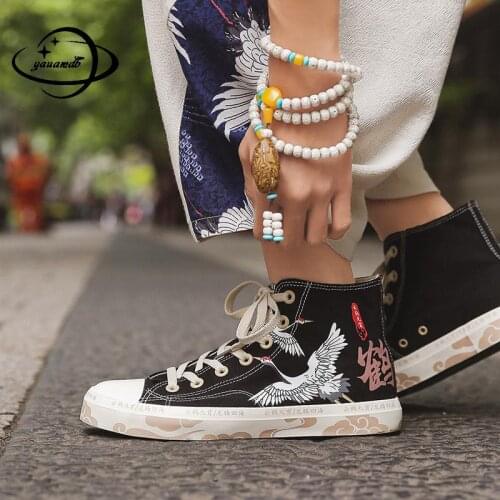 36-44 Mens And Womens Vulcanize Shoes Spring Summer Male Canvas Shoes Lace-up Totem Breathable Chinese Style Man Shoes H40