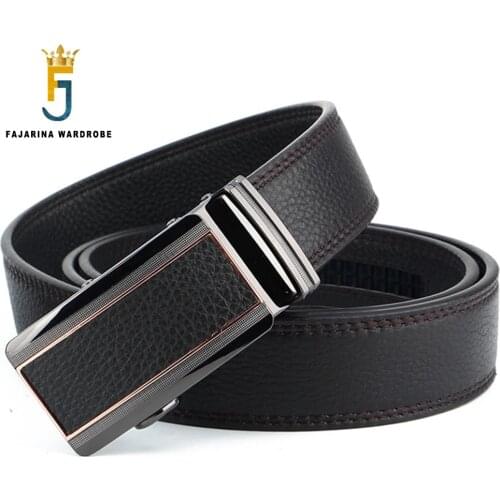 FAJARINA New Arrival 35mm Width Mens Fashion Style Unique Buckle Metal Genuine Leather Automatic Belts for Men 2019 N17FJ727