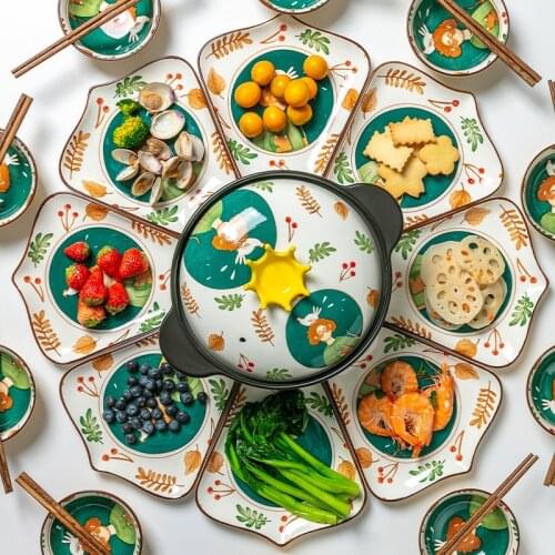 Ceramic Platter Tableware Combination Set Household Creative Dish Seafood gathering hot pot Reunion Dinner Gathering plate