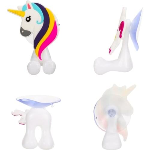 6Pcs/Set Unicorn Wall-Mounted Suction Cup Tooth Brush Holder Cup Holder Antibacterial Hook ToothBrush Set Holder Bathroom Gadget
