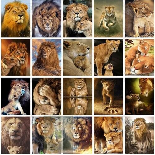 New 5D Diy Embroidery Animal Diamond Painting Lion Mosaic Pictures of Rhinestone Cross Stitch Wall Home Art Decoration Gift