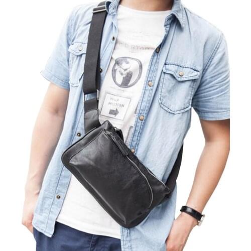 New Mens Fashion Lichee Pattern Leather Messenger Shoulder Travel Riding Hip Bum Belt Sling Chest Bag Pouch