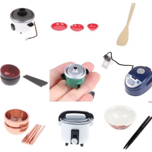 New DIY Miniature Rice Cooker Appliances Spoon Bowl Chopsticks Tableware Kitchen Accessories For Dollhouse Accessories Toy