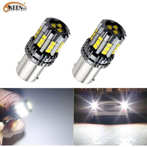 OKEEN 2pcs 360 Degree Lighting 3030 24SMD CanBus 1156 BA15S P21W LED BAY15D BAU15S PY21W Lamp 24W Auto Reverse Parking Lamp 12V