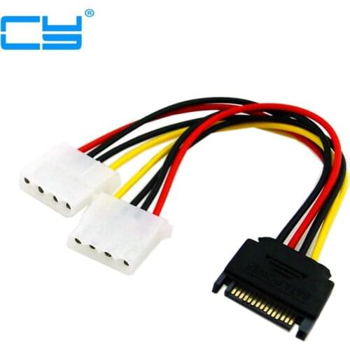 SATA 15 Male to New dual 2 port IDE 4Pin Female Y Splitter 10cm Power supply Extension Cable for 2.5 Hard Disk Drive HDD