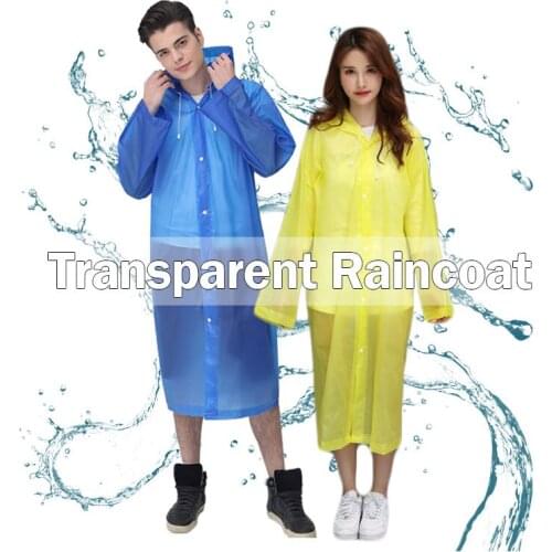 Fashion Eva Women Raincoat Thickened Waterproof Rain Coat Women Clear Transparent Camping Waterproof Rainwear Suit With Hat Hot