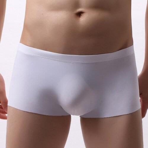 Sexy Men Underwear Boxer Shorts Thin Ice Silk Seamless Panties Man Solid Breathable Pouch Underpants Cueca calzoncillos S-XL