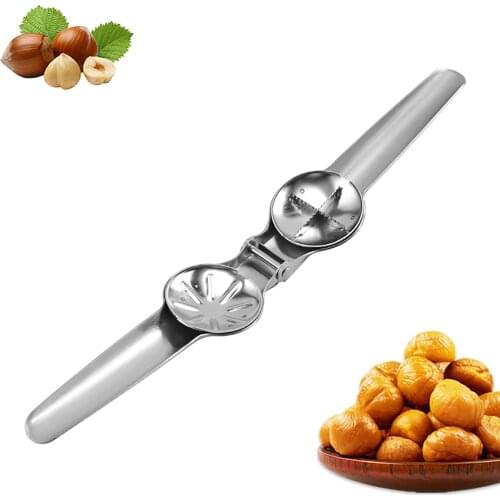 1Pc Chestnut Opening Device Stainless Steel Press Design Concave Tray Comfortable Handle Quickly Remove Tool Kitchen Utensils
