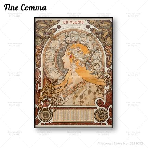 Zodiaque or La Plume Alphonse Maria Mucha Zodiac Astrology Vintage Poster Retro Art Repro Wall Art Canvas Print Home Decoration
