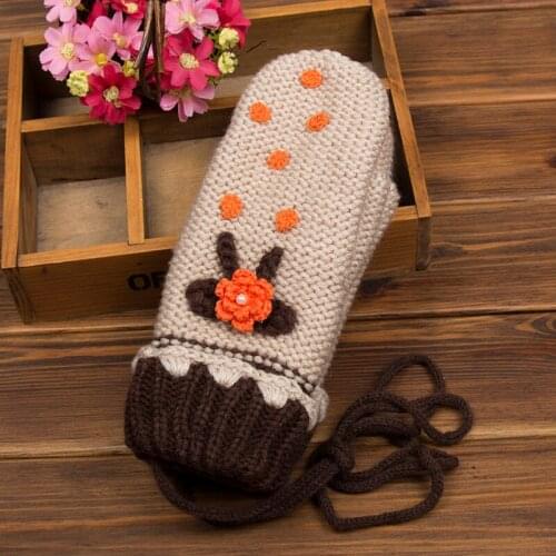 Women Fashion Winter Warm Thick Handmade Knit Gloves Mittens