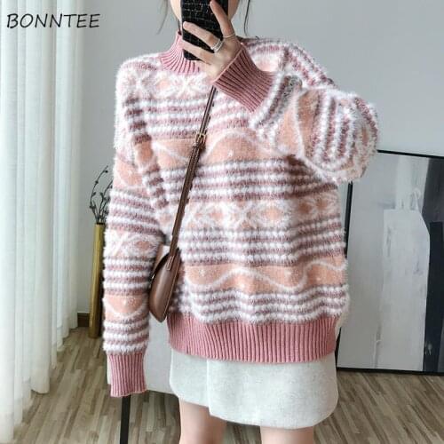 Sweaters Womens Loose Turtleneck Warm Comfortable Leisure Knitting All-match Daily Chic Korean Style Autumn Hot Sale Prevalent
