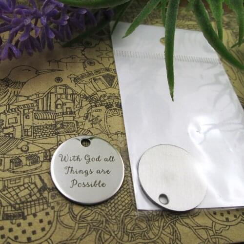 20pcs--"With God all Things are Possible"stainless steel charms more style for choosing DIY Charms from Bible