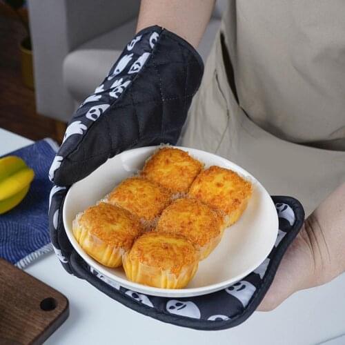 2PCS/SET Halloween Print Insulated Gloves Baking BBQ Potholders Non-slip Oven Mitts Nordic Kitchen Cooking Microwave Gloves New