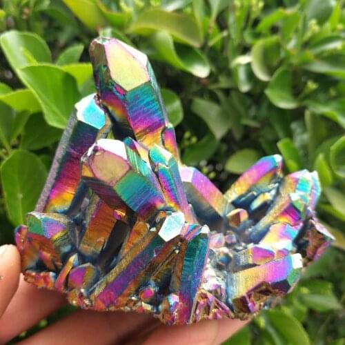 200-210g rare and beautiful multicolored metallic flame ring quartz crystal cluster specimen wedding decoration aquarium
