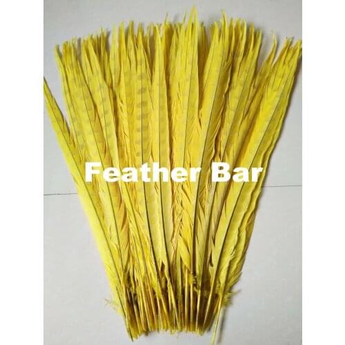 50pcs Wholesale 30-35inch 80-90cm Natural Yellow Lady Amherst Pheasant Tail Feather for Wedding Party Decoration