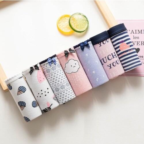 7Pcs/lot Panties Womens Briefs Comfortable Cotton Underwear Sexy Panties Lingerie Cueca Calcinhas Underpant Cute Panty S-XXL