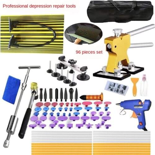 96Pc Paintless Dent Repair Puller Lifter Tool T Bar Hammer Removal Glue kit