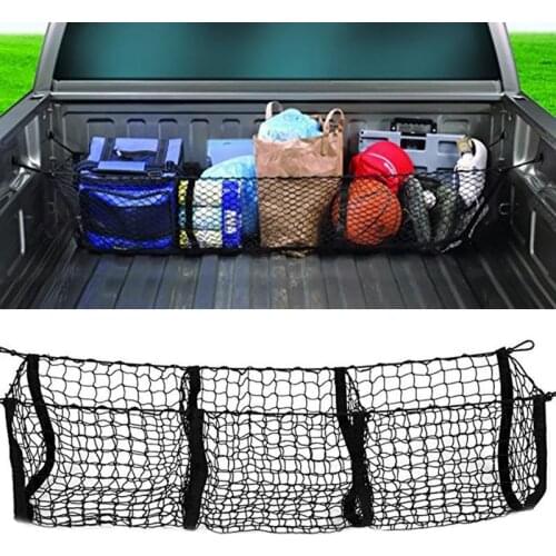 Car Luggage Durable Trunk Cargo Net Bag Three Grid Expandable Three-Dimensional Pocket For Cars Pickup SUV Trucks Buses