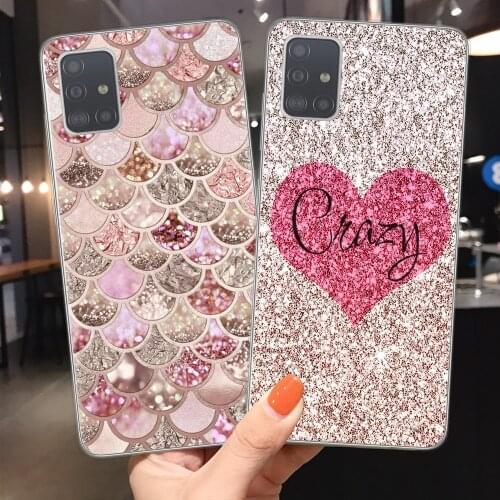 Golden Pink Glitter Unique Print Phone Case sFor Samsung S20 Ultra Plus A51 A71 Note 10 Pro Lite Soft silicone Cover Coque Shell