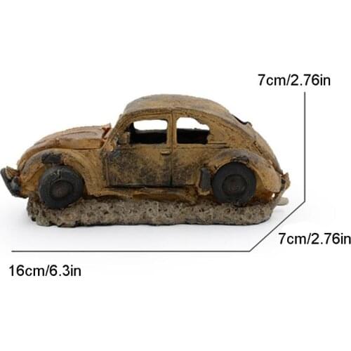 Aquarium Resin Decor Imitation Car Wreck Fish Tank Underwater Landscape Ornament