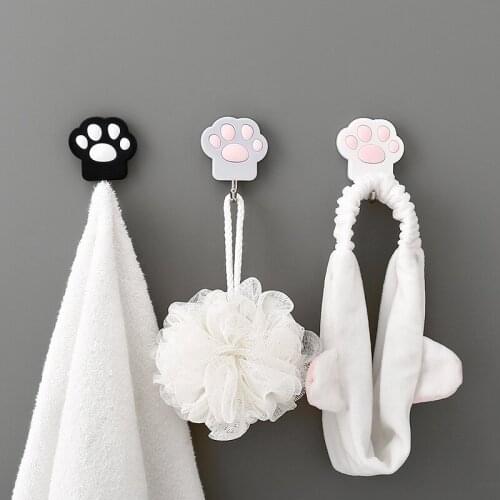Cat Paw Decorative Hooks Self-adhesive Wall Hanging Hook Key Hooks Kitchen Cabinet Door Hooks for Hanging Home Organizer Hangers